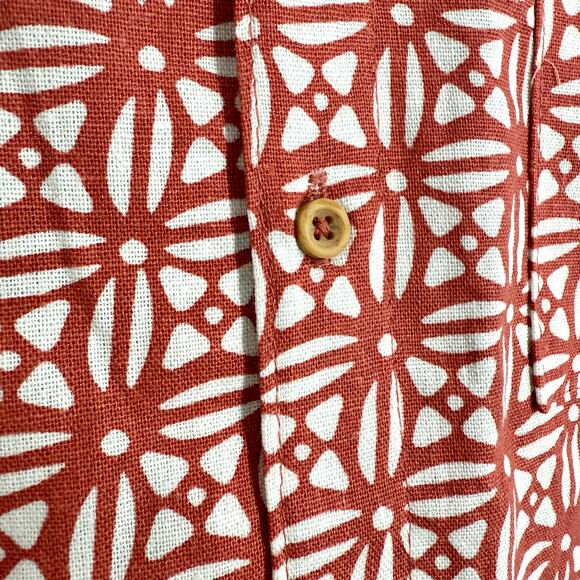 NEW NWT Ben Sherman LINEN BLEND BOYS Sz XL 18 Orange Shirt Top Beach Tropical - Picture 4 of 9